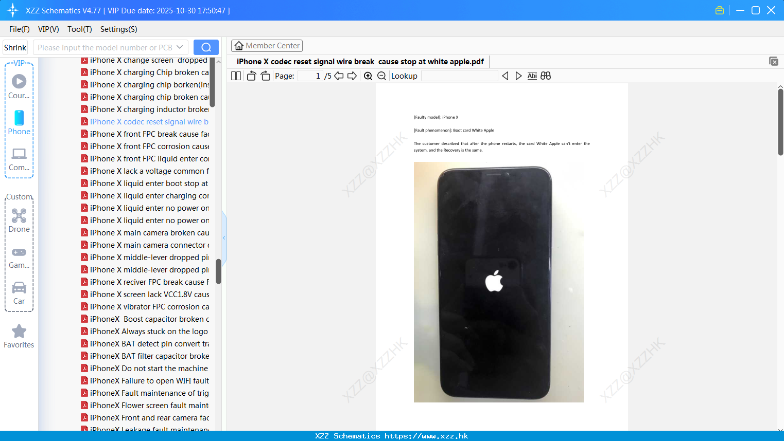 IPhone X Codec Reset Signal Wire Break Cause Stop At White Apple